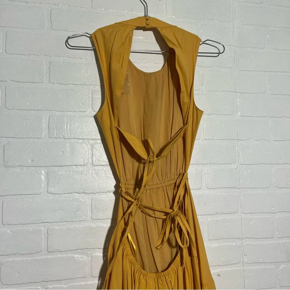 Moon River Dress Tie Open Back Tiered Midi Dress Long and Flowy Size Small - Picture 10 of 11